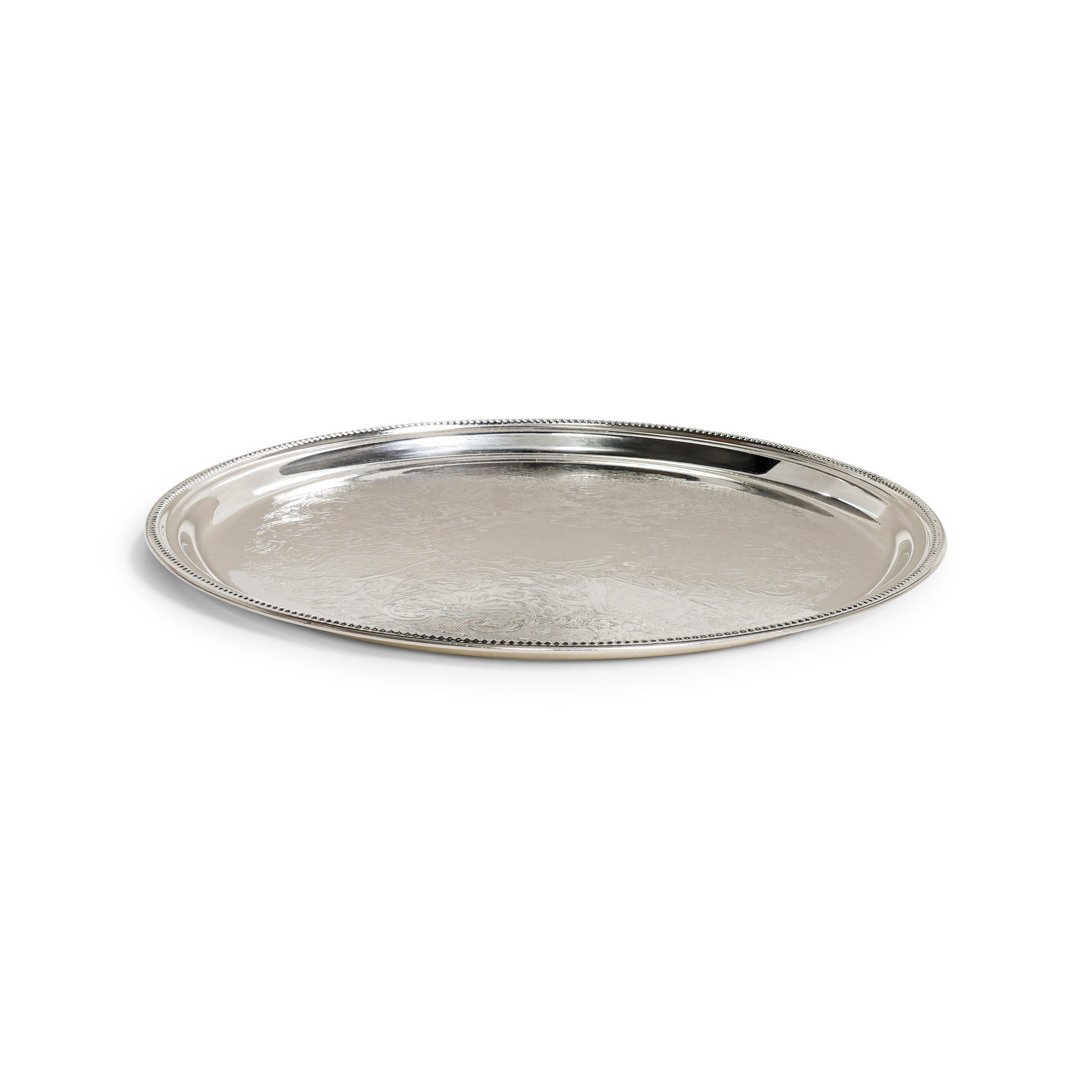 Silver Beaded Round Tray