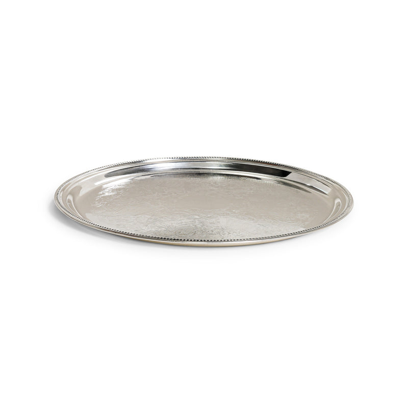 Silver Beaded Round Tray