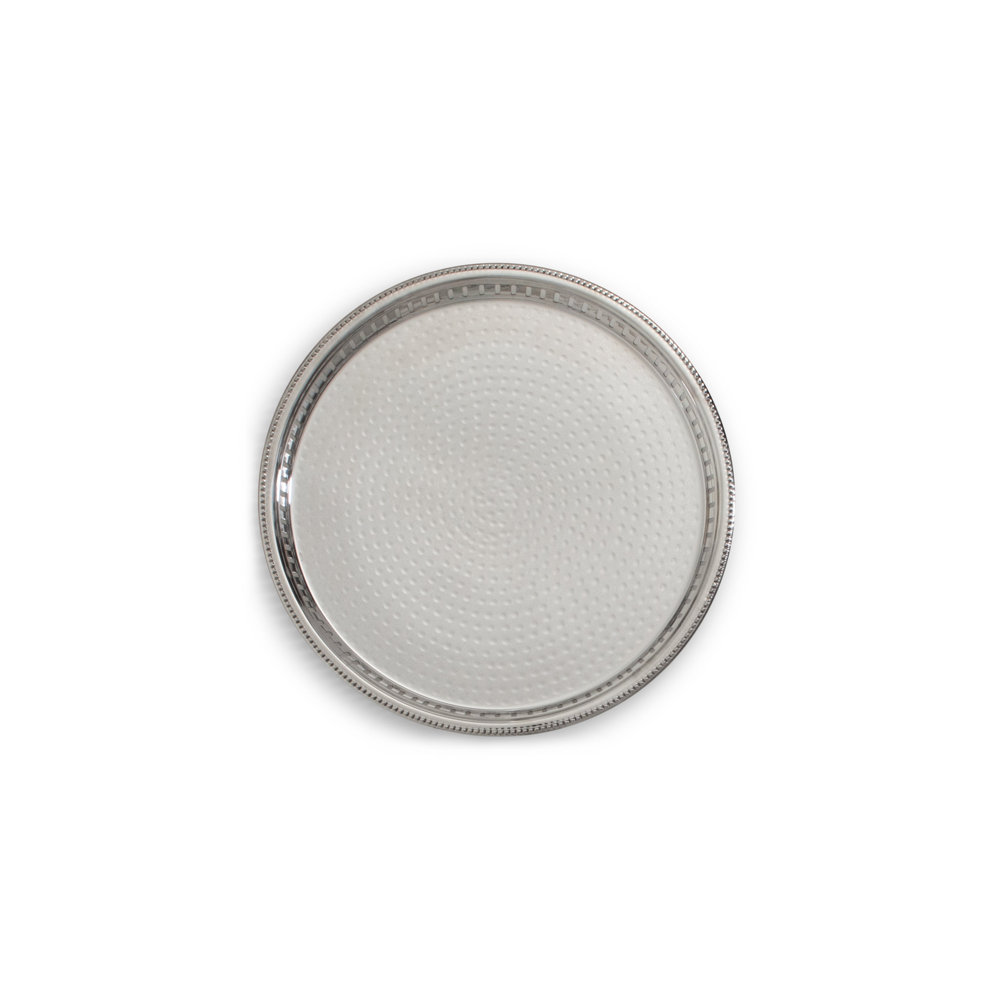 Silver Hammered Round Galley Tray