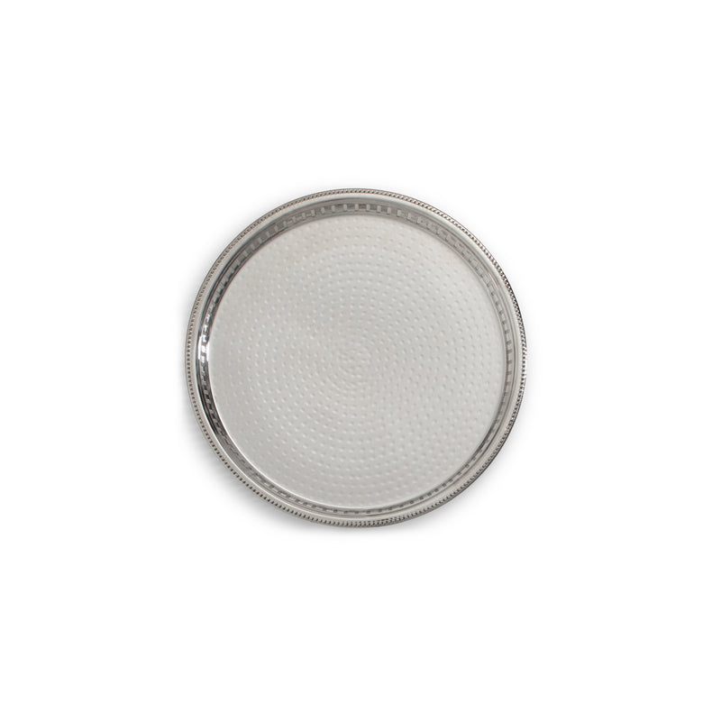 Silver Hammered Round Galley Tray