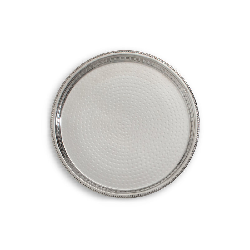 Silver Hammered Round Galley Tray