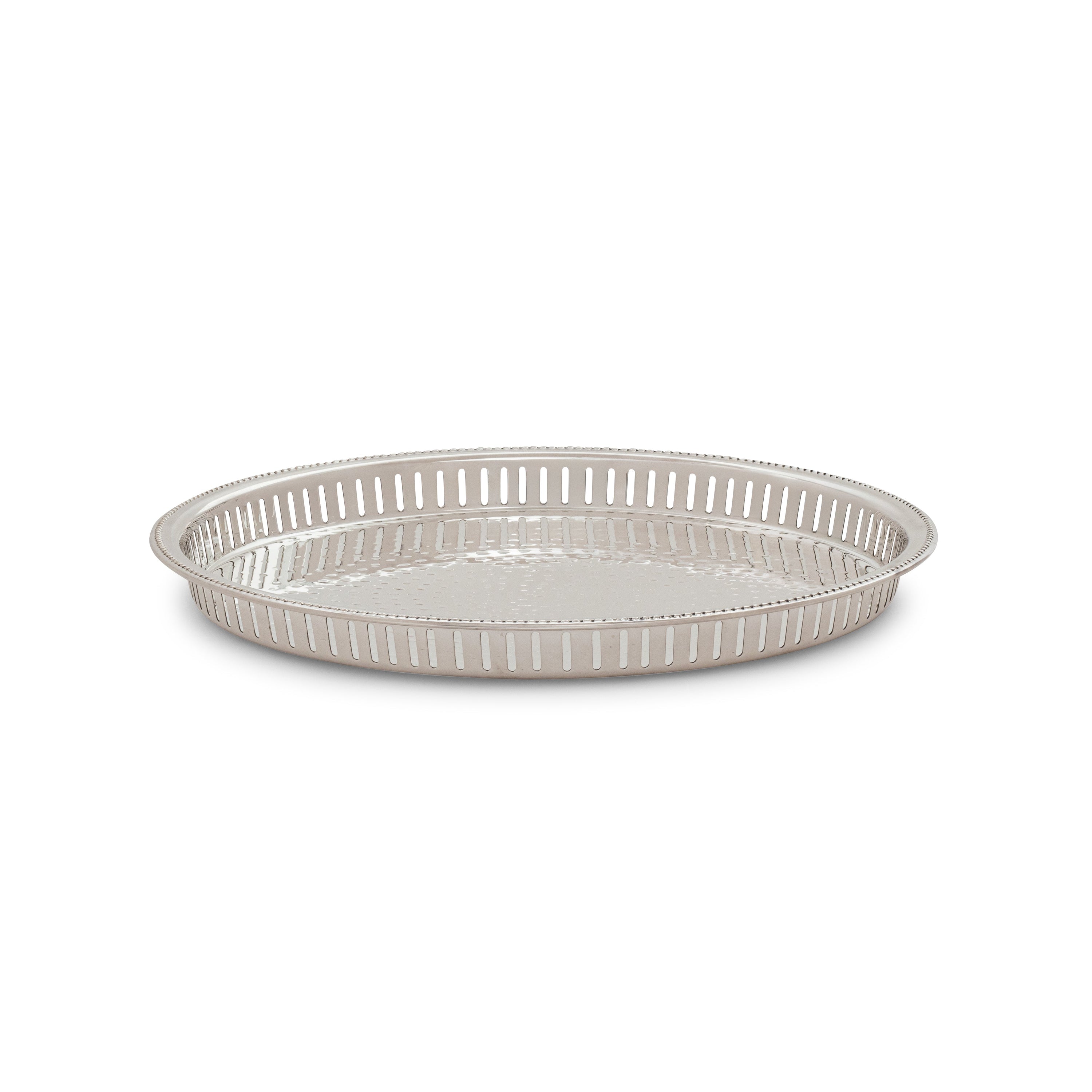 Silver Hammered Round Galley Tray