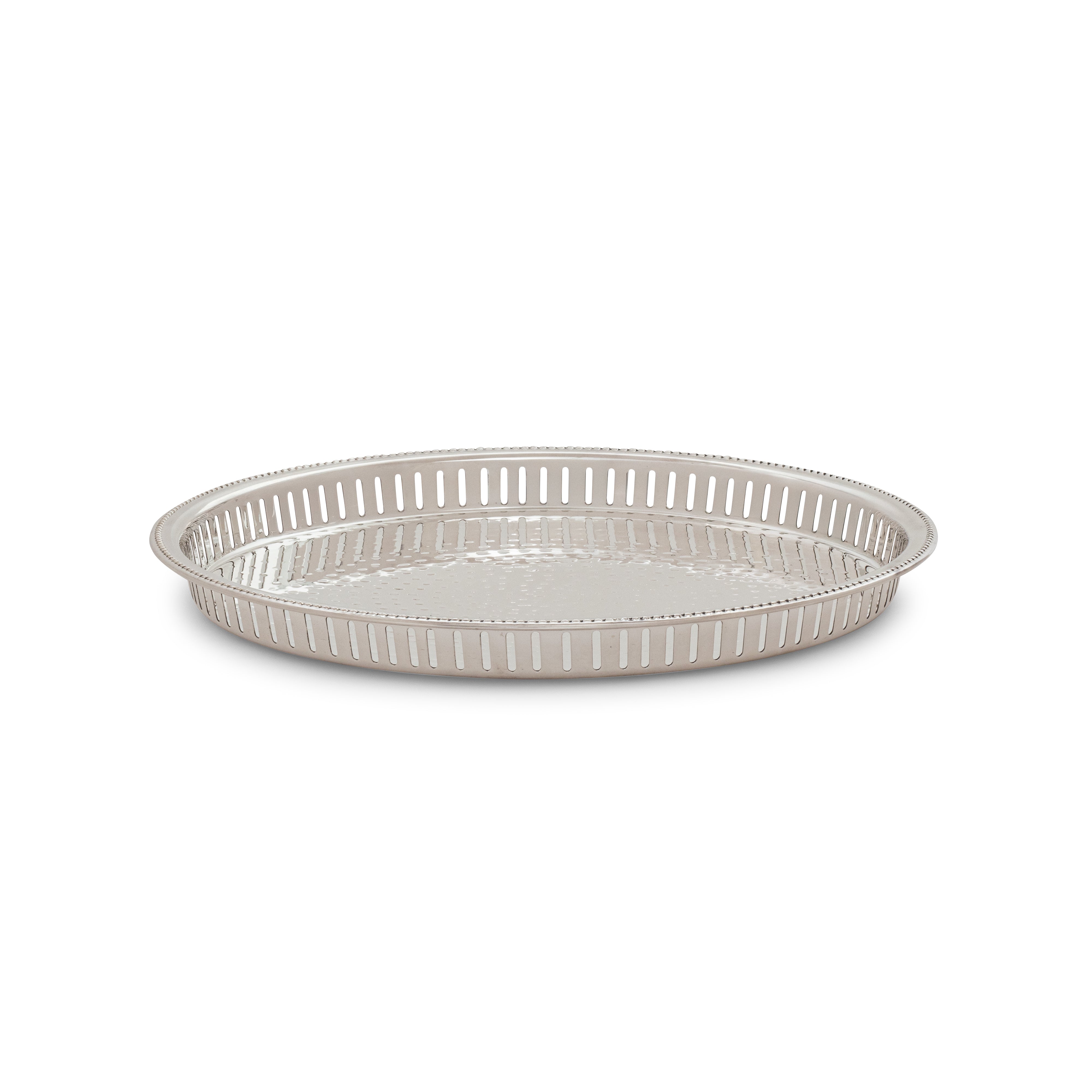 Silver Hammered Round Galley Tray