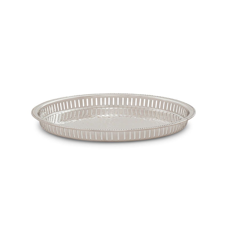 Silver Hammered Round Galley Tray