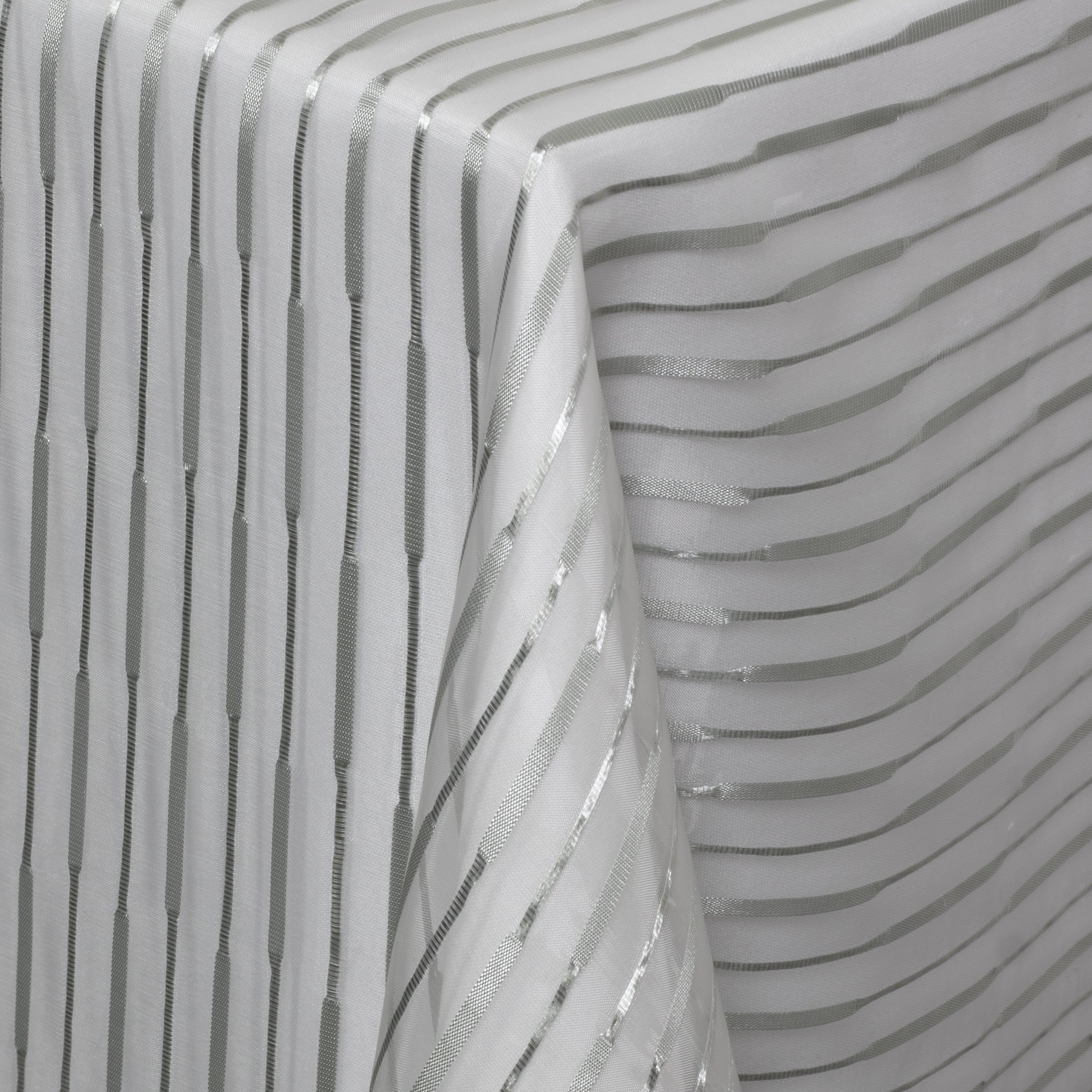 Silver Organza Sheer Stripe