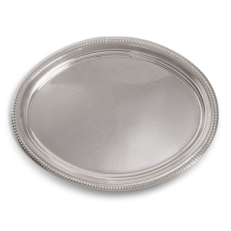 Silver Oval Tray 23"L x 17"W