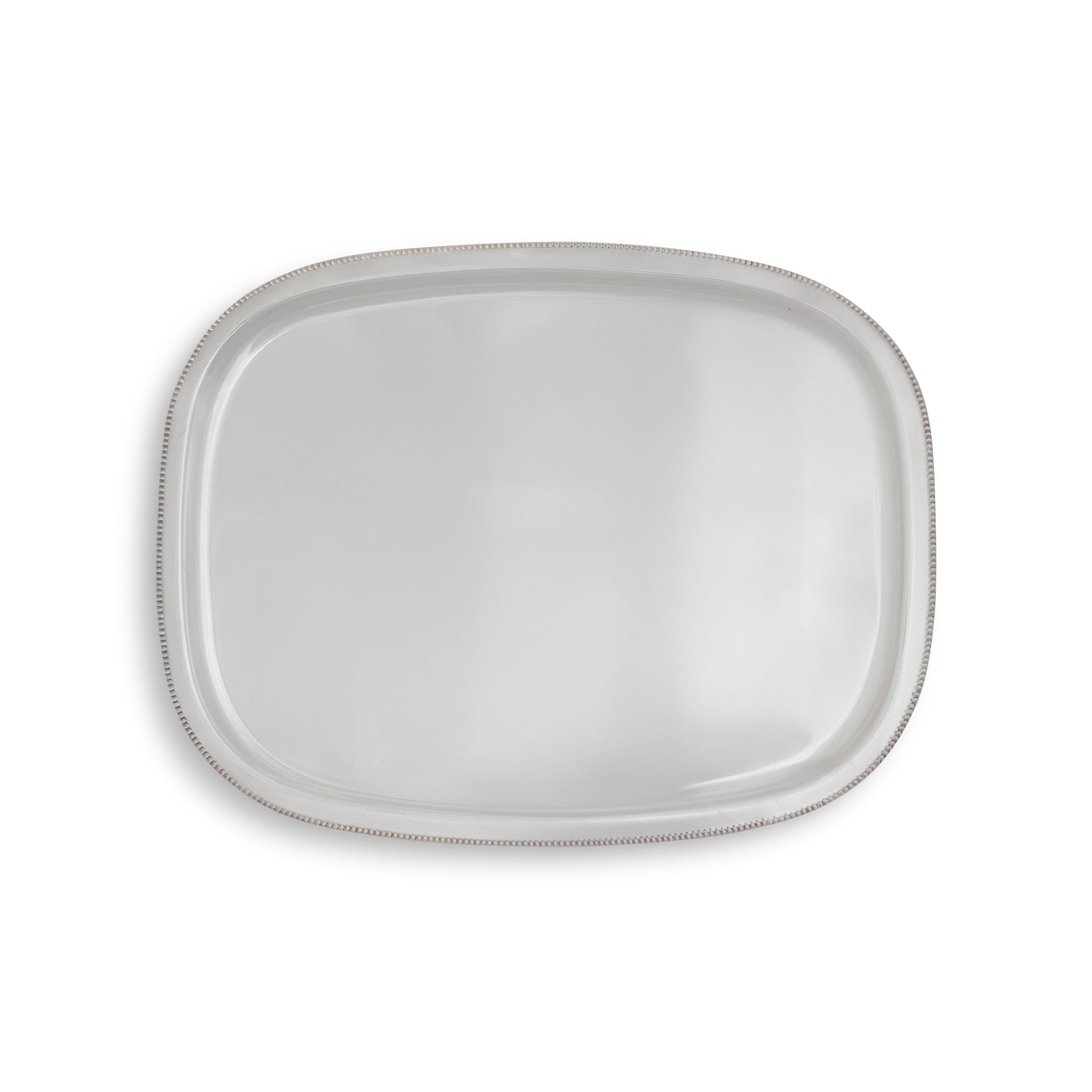Silver Beaded Rectangular Tray