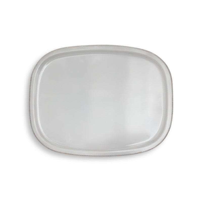 Silver Beaded Rectangular Tray