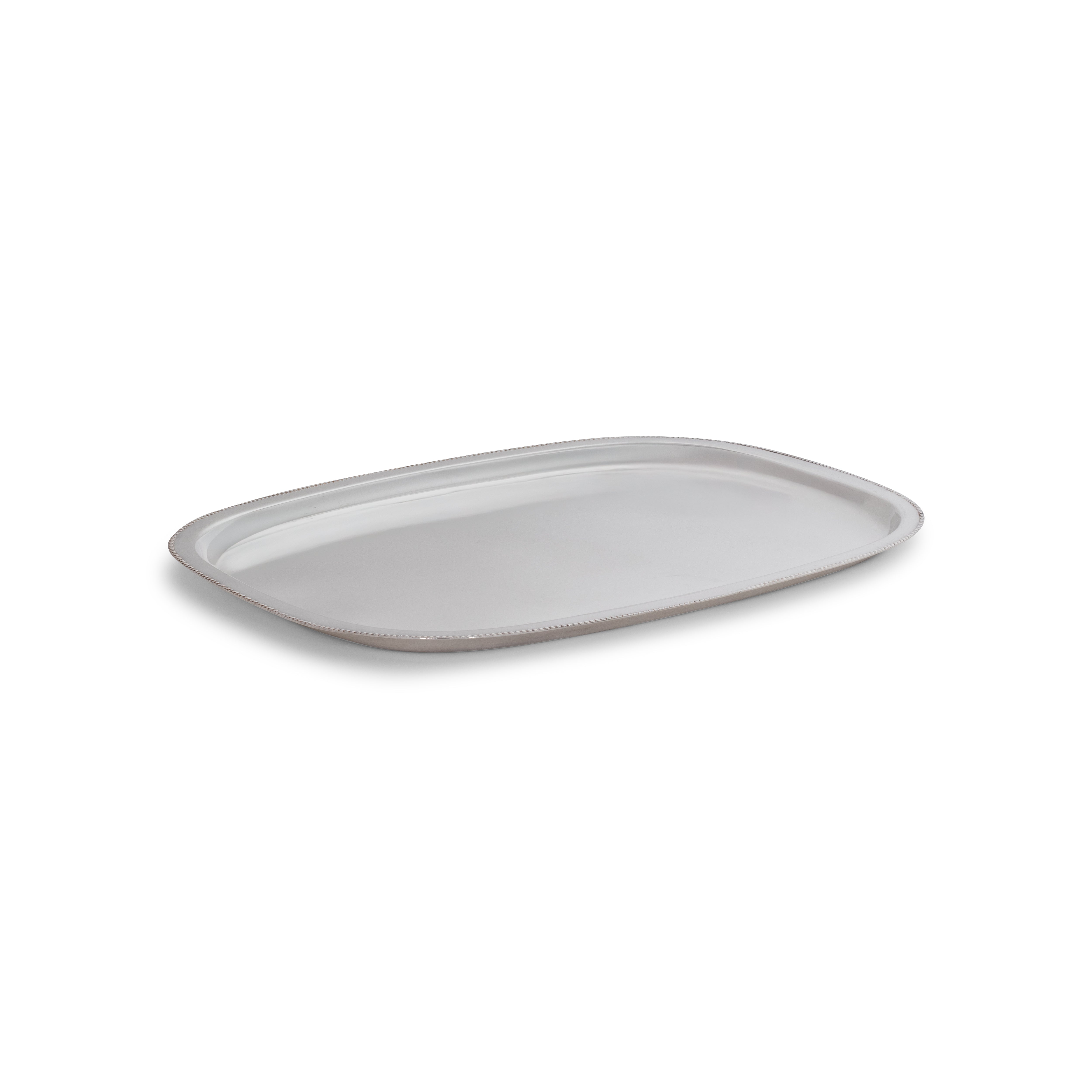 Silver Beaded Rectangular Tray