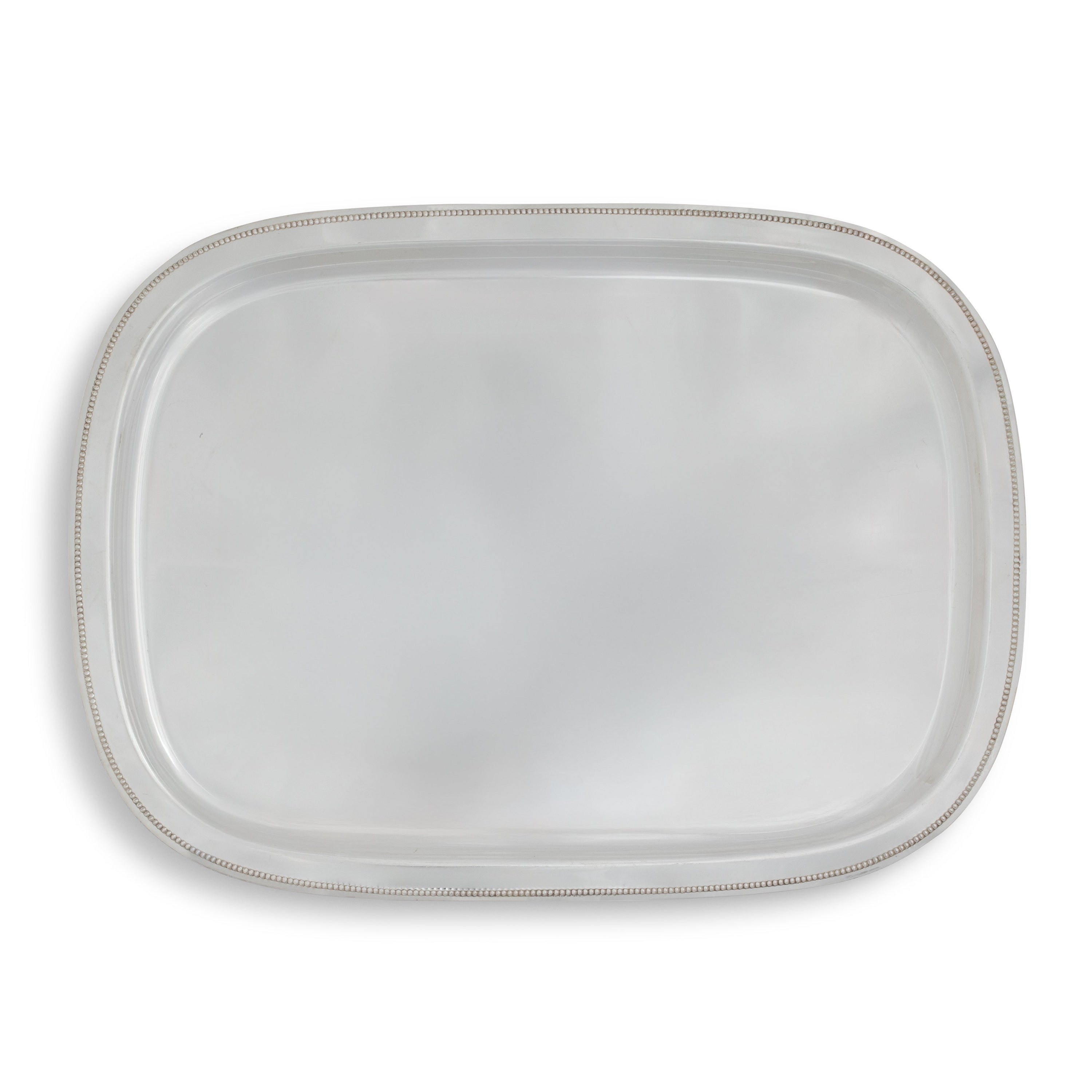 Silver Beaded Rectangular Tray