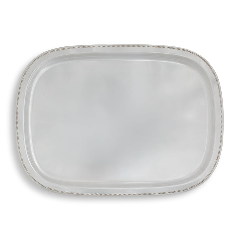Silver Beaded Rectangular Tray
