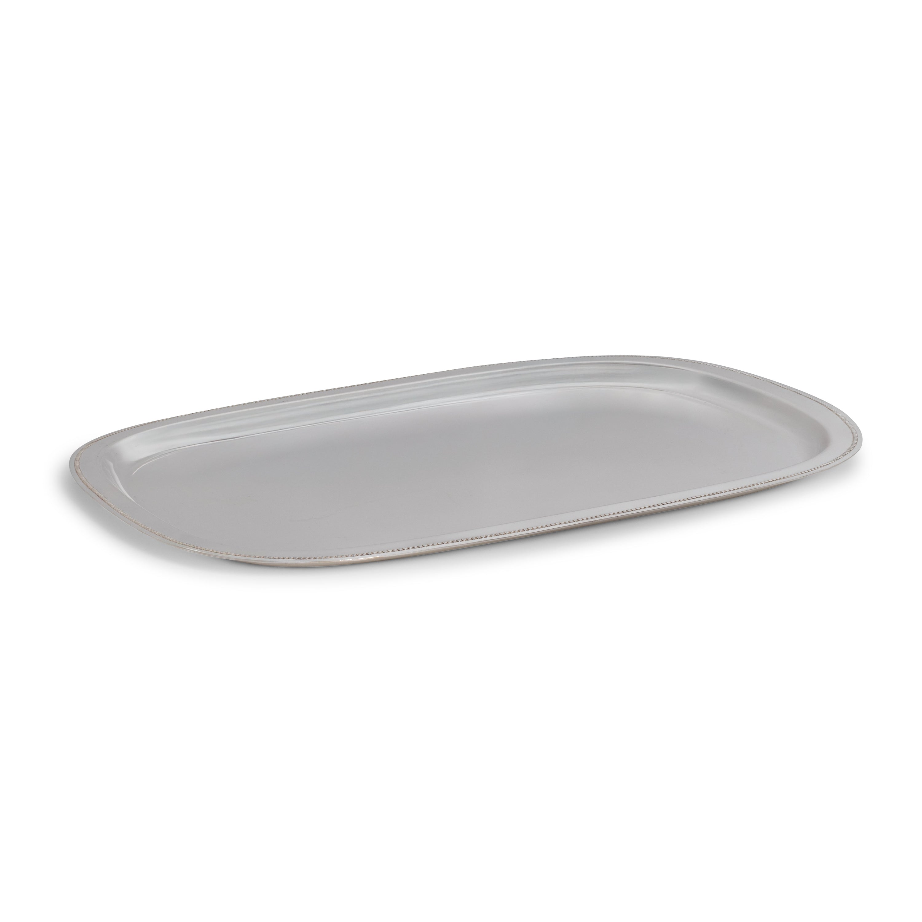 Silver Beaded Rectangular Tray