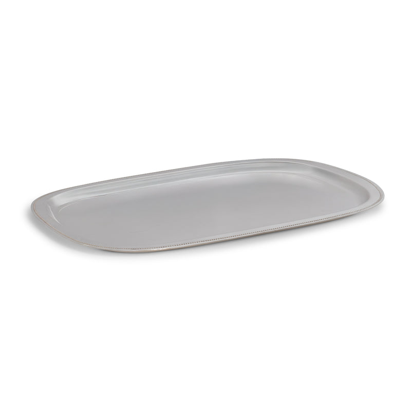 Silver Beaded Rectangular Tray