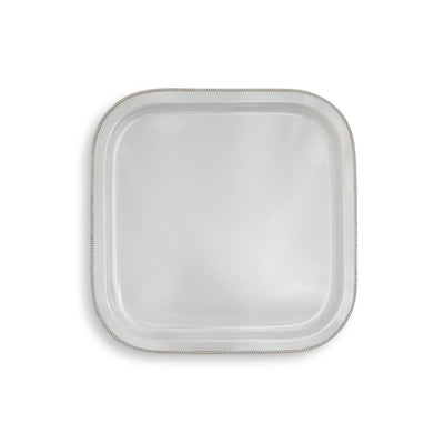 Silver Beaded Square Tray 15"