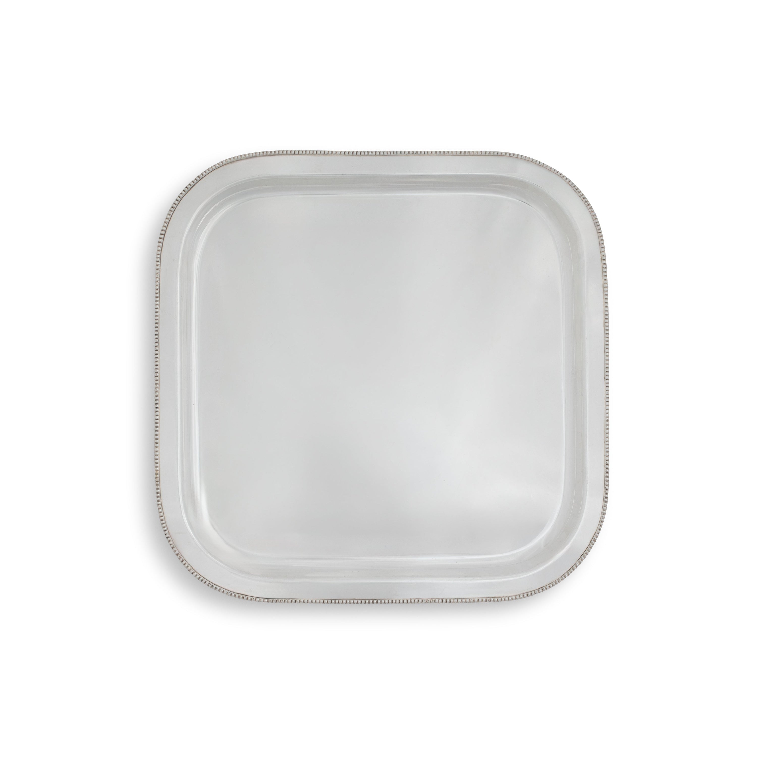Silver Beaded Square Tray 15"