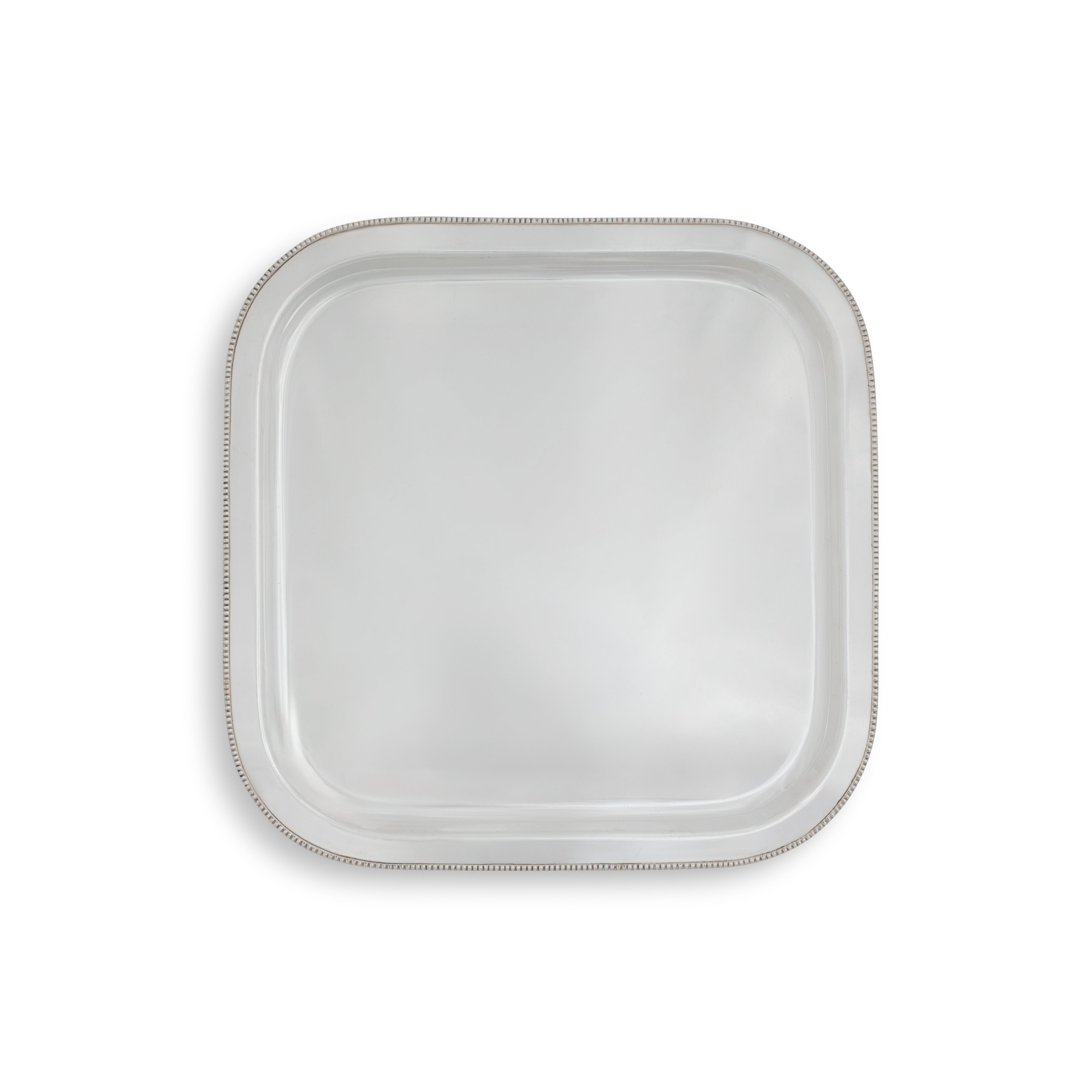 Silver Beaded Square Tray 15"