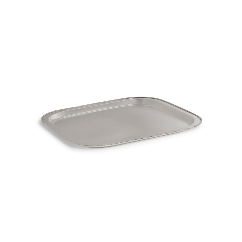 Silver Beaded Square Tray 15"