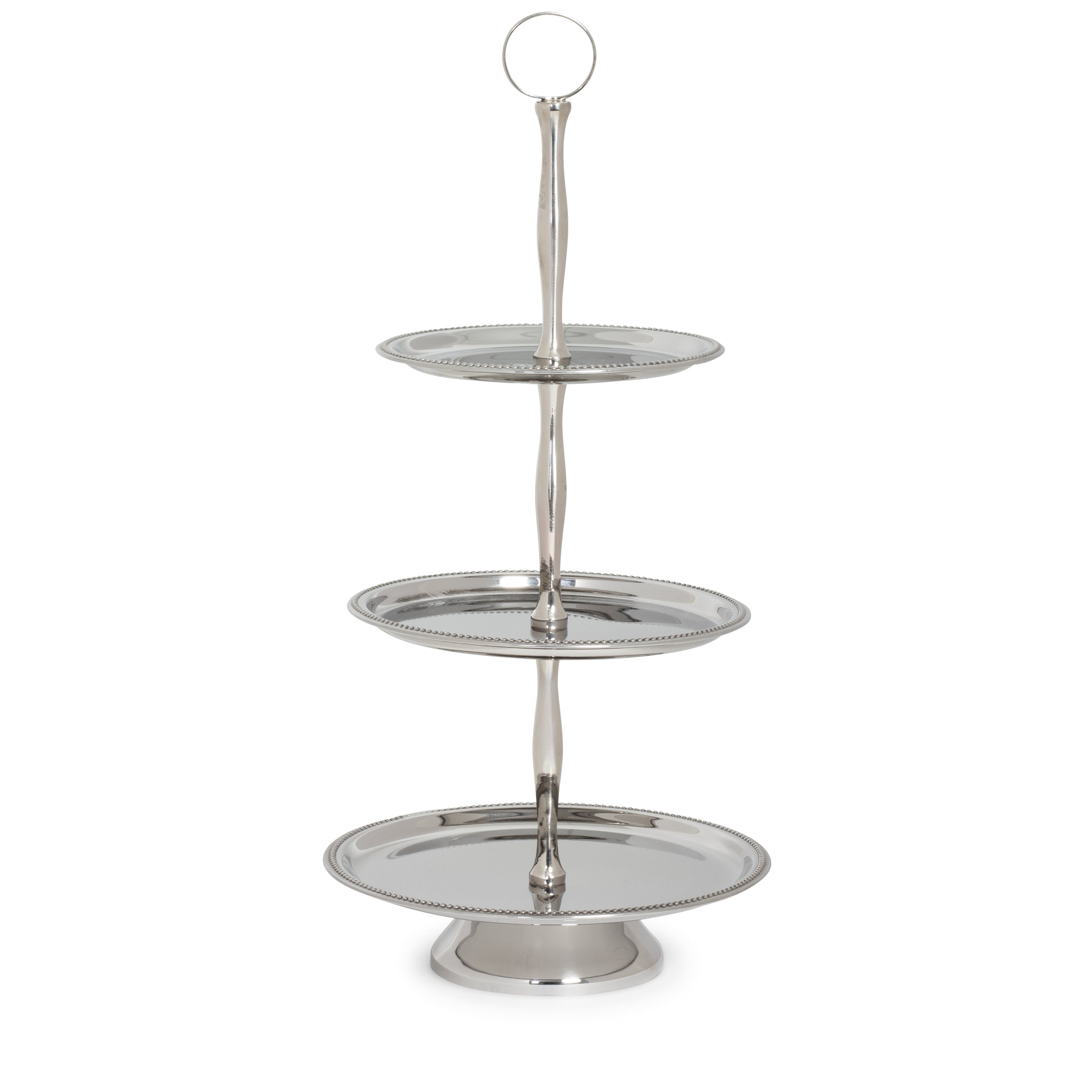 Stainless 3-Tier Beaded Candy Dish