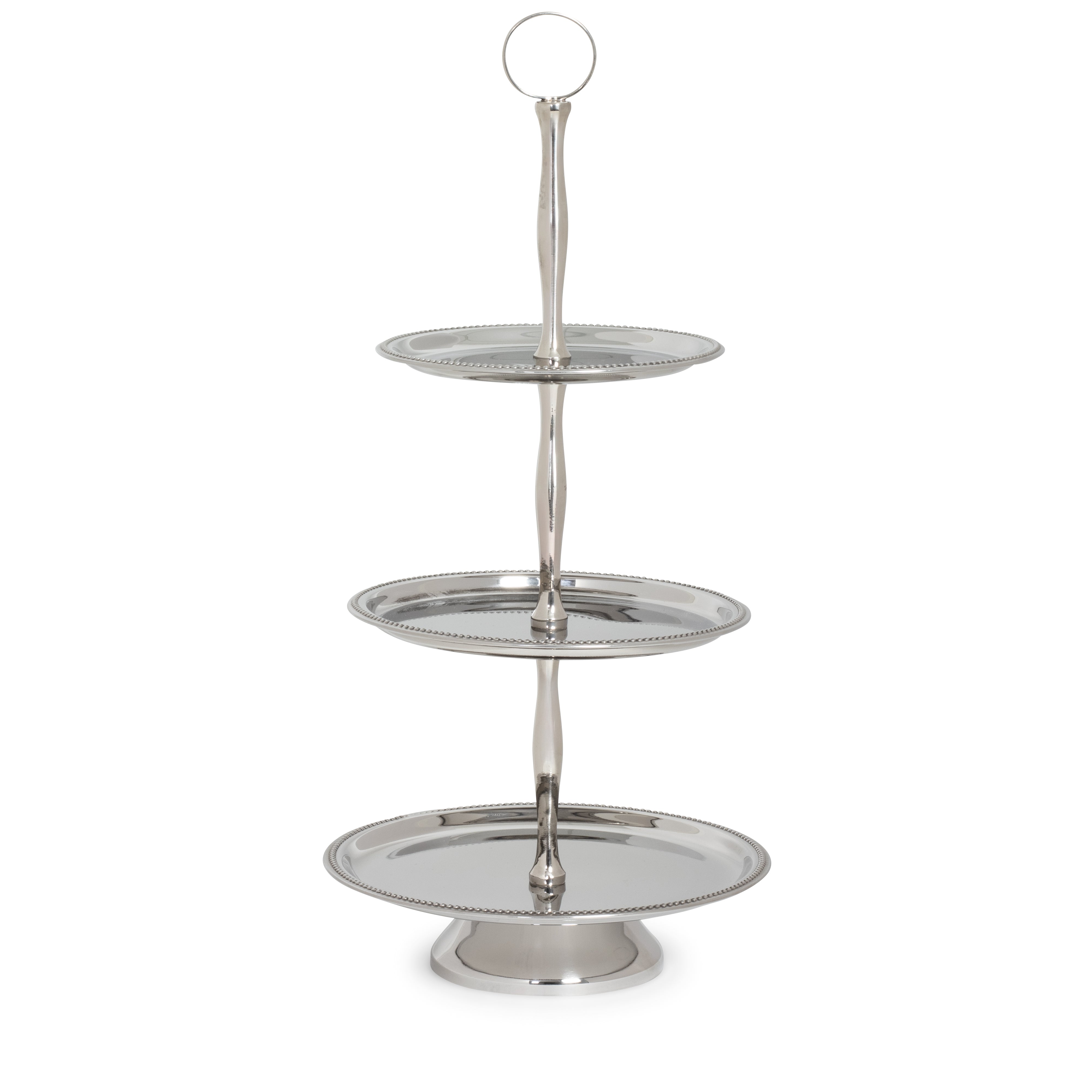 Stainless 3-Tier Beaded Candy Dish
