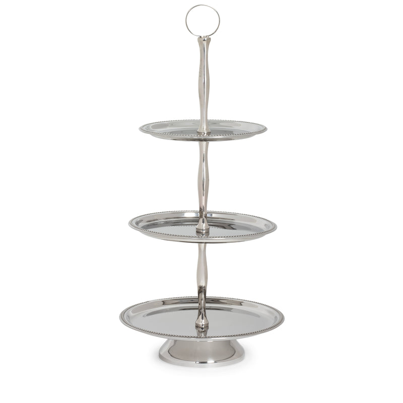 Stainless 3-Tier Beaded Candy Dish