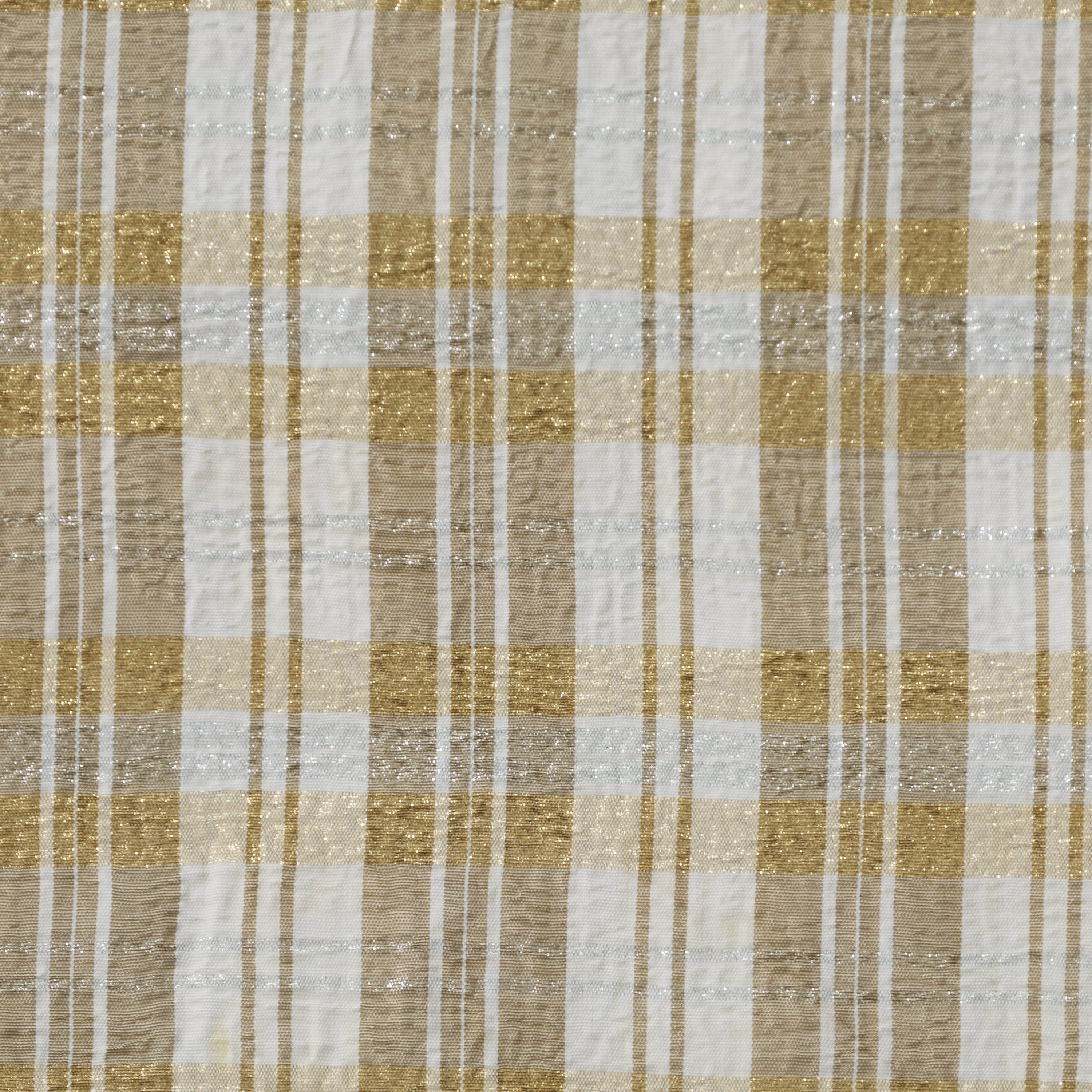 White and Gold Crinkle Plaid Taffeta
