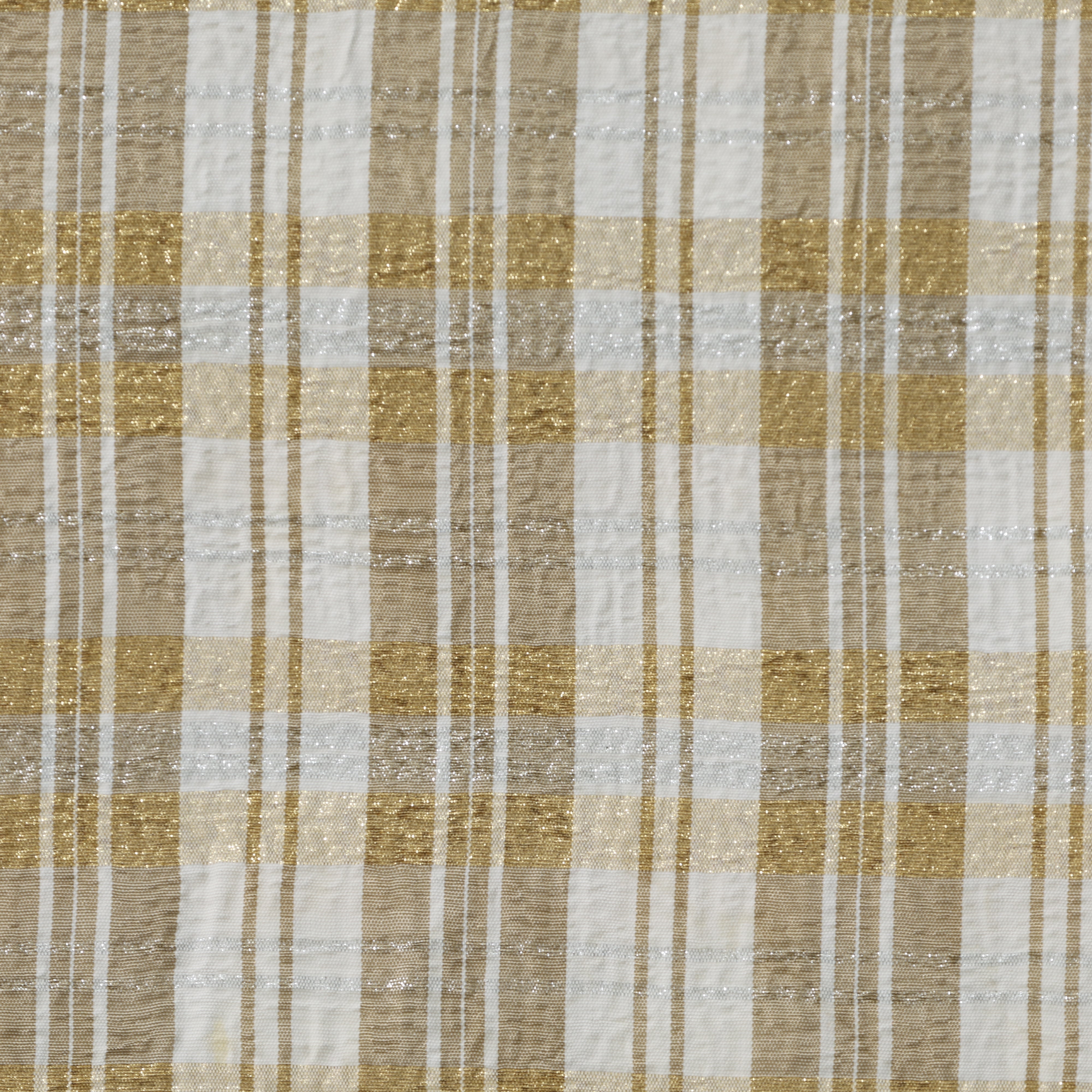 White and Gold Crinkle Plaid Taffeta