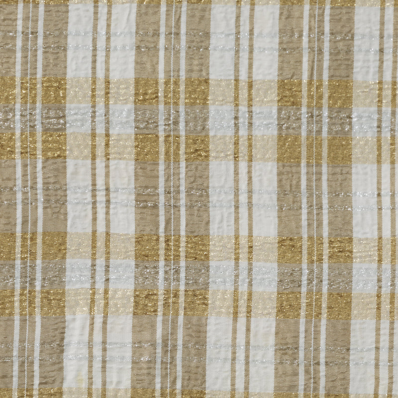 White and Gold Crinkle Plaid Taffeta