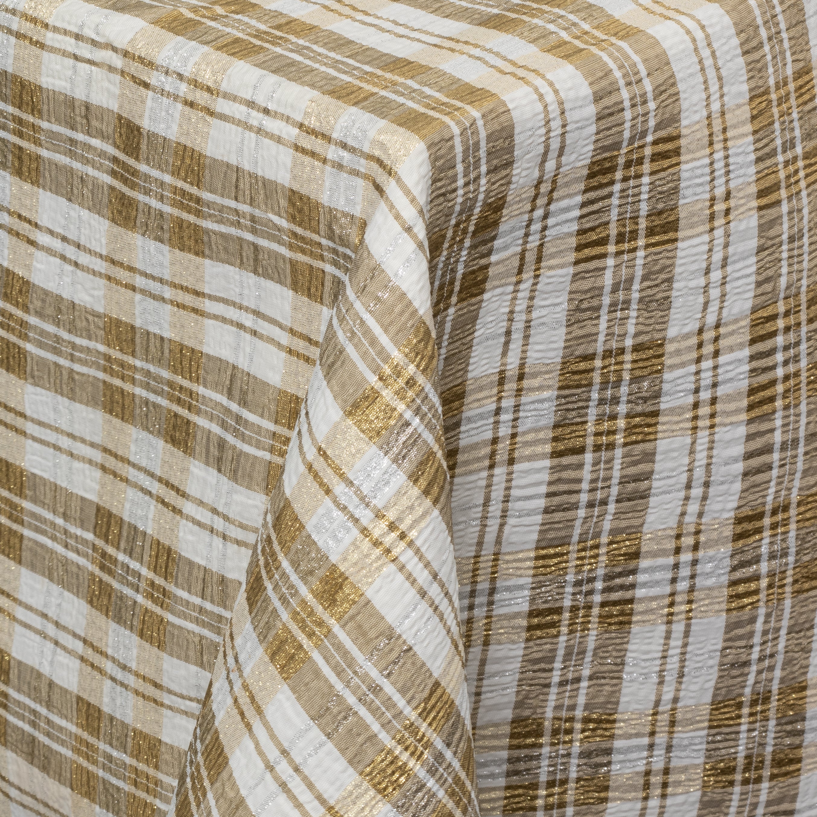 White and Gold Crinkle Plaid Taffeta
