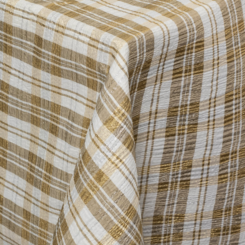 White and Gold Crinkle Plaid Taffeta