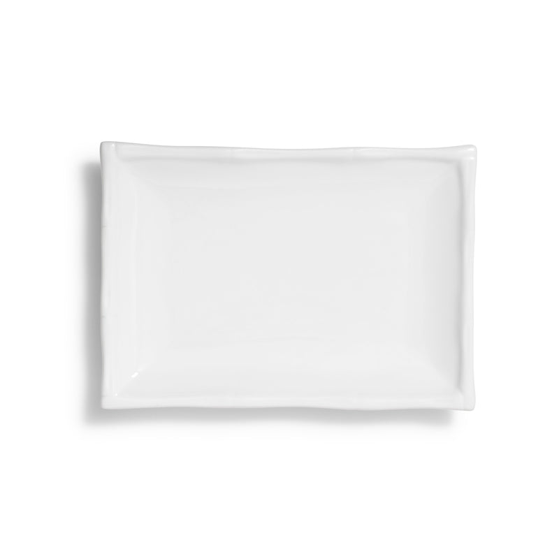 White Rectangular w/ Bamboo Edge 9"x6"