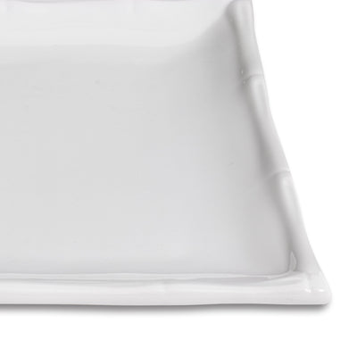 White Rectangular w/ Bamboo Edge 9"x6"
