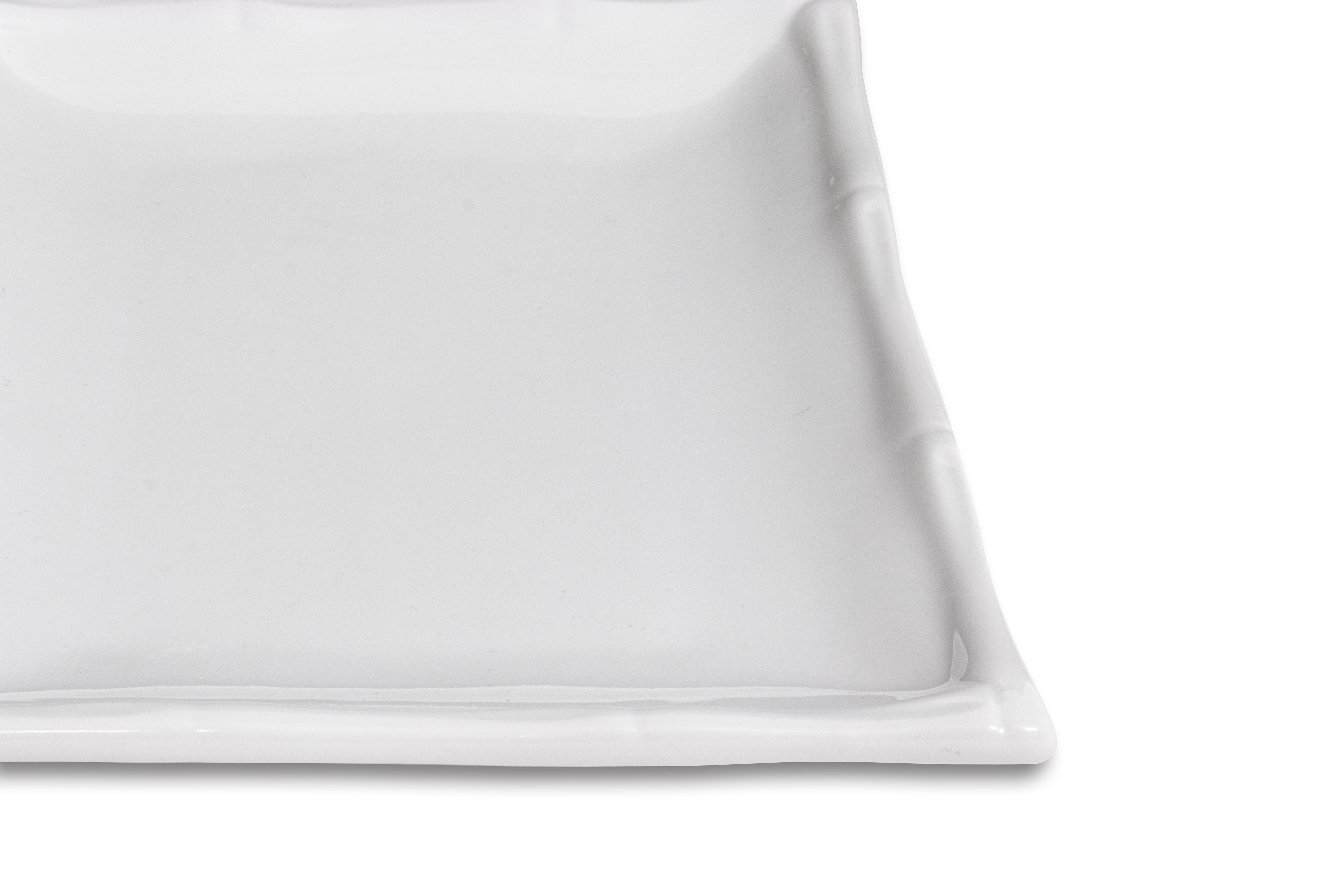 White Rectangular w/ Bamboo Edge 9"x6"