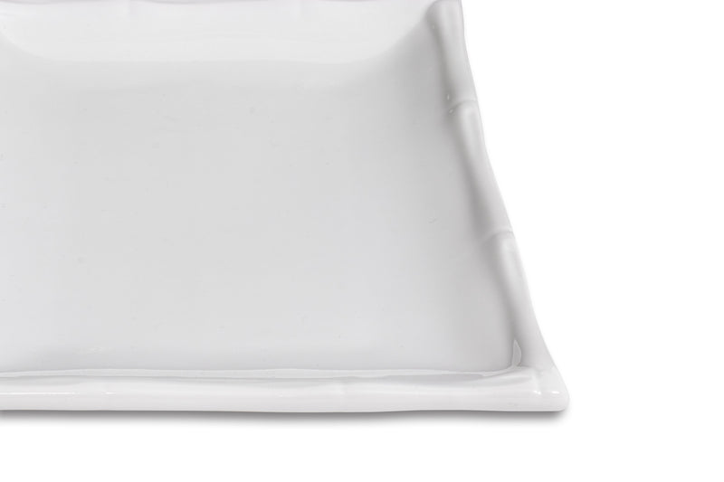 White Rectangular w/ Bamboo Edge 9"x6"