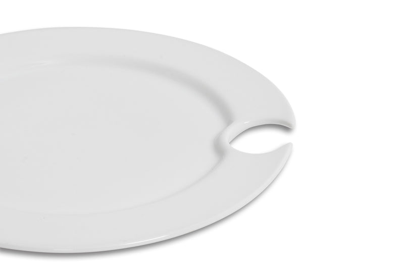 White Rim Party Plate w/Hole 9"