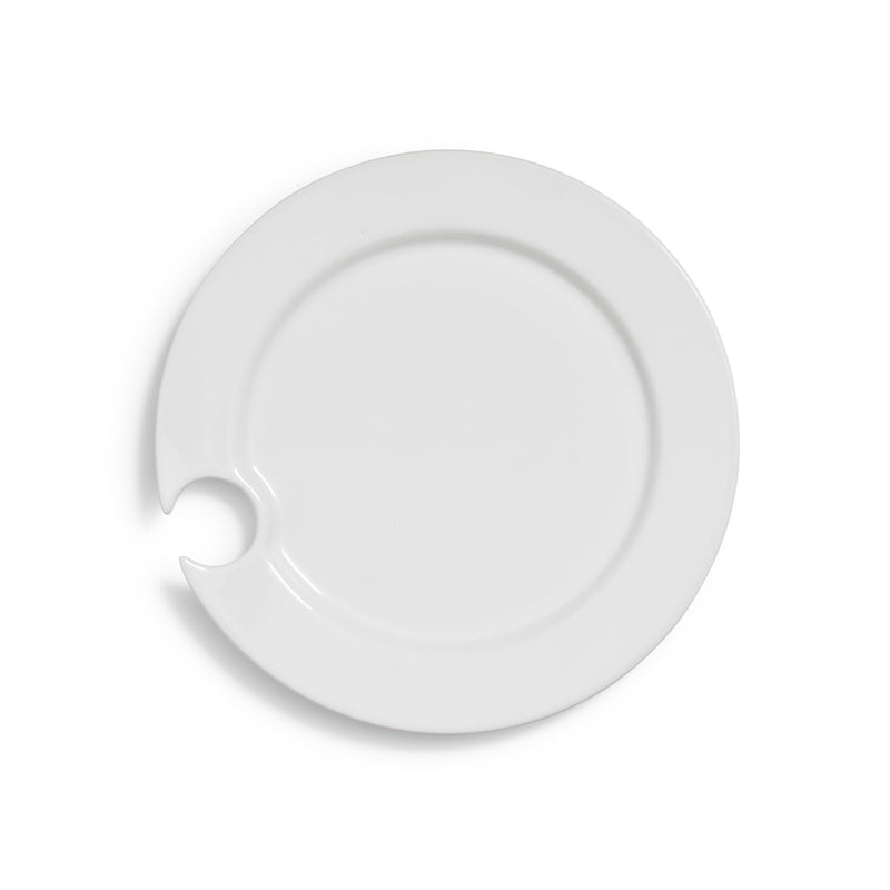 White Rim Party Plate w/Hole 9"