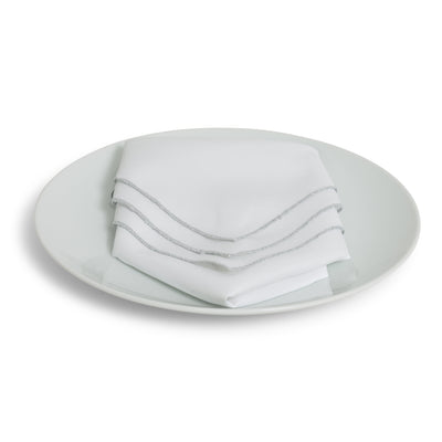 White Napkin w/ Silver Edge