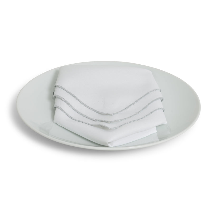 White Napkin w/ Silver Edge