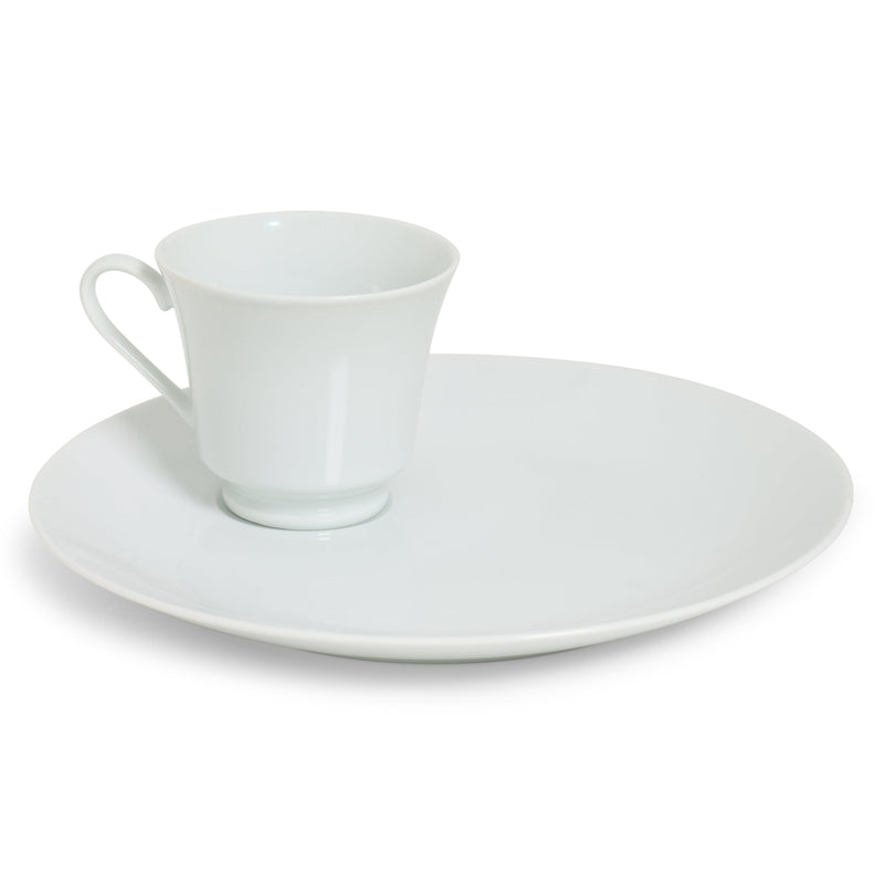 White Snack Plate w/Cup