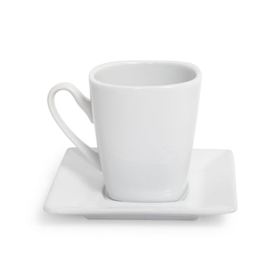 White Rim Square Cup & Saucer