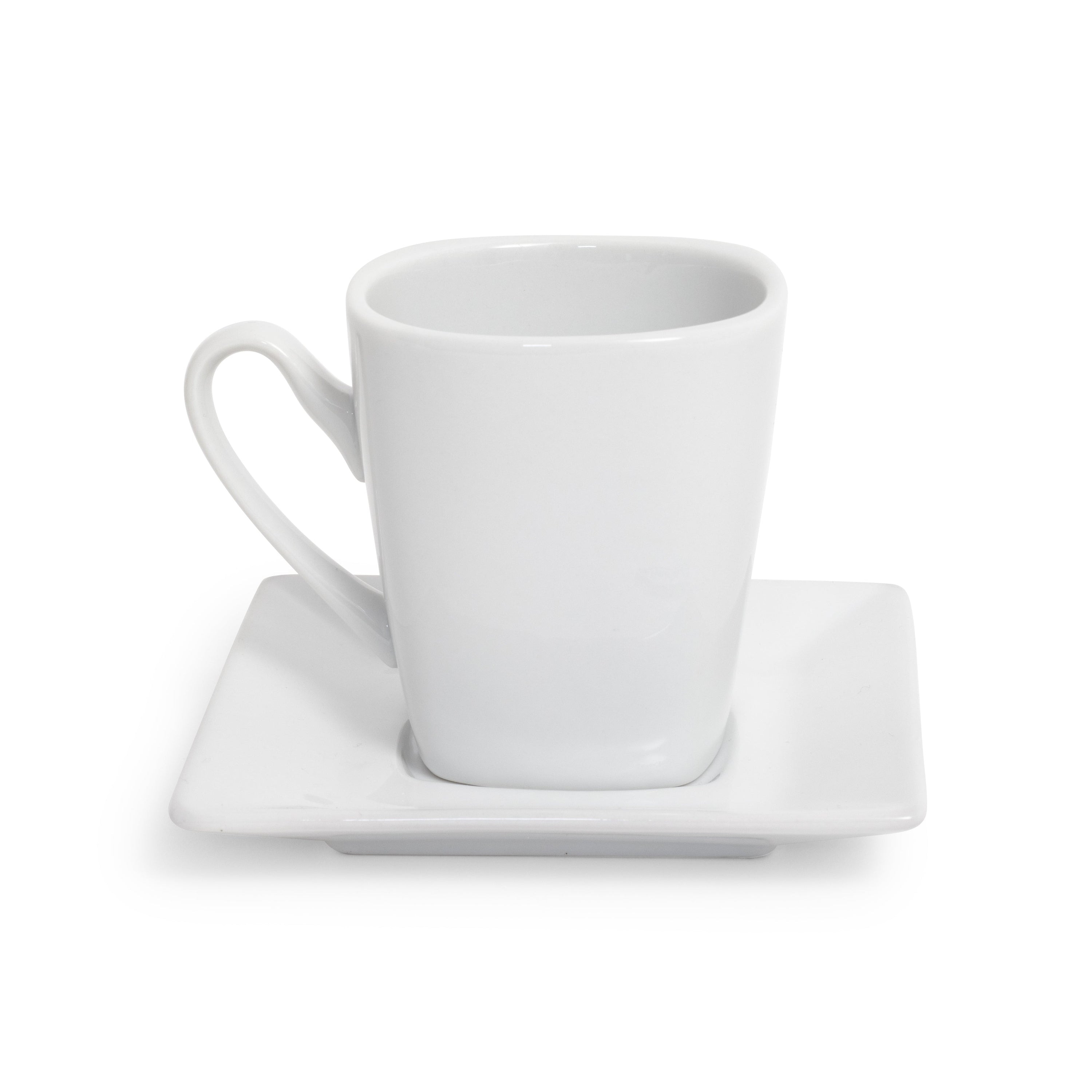 White Rim Square Cup & Saucer