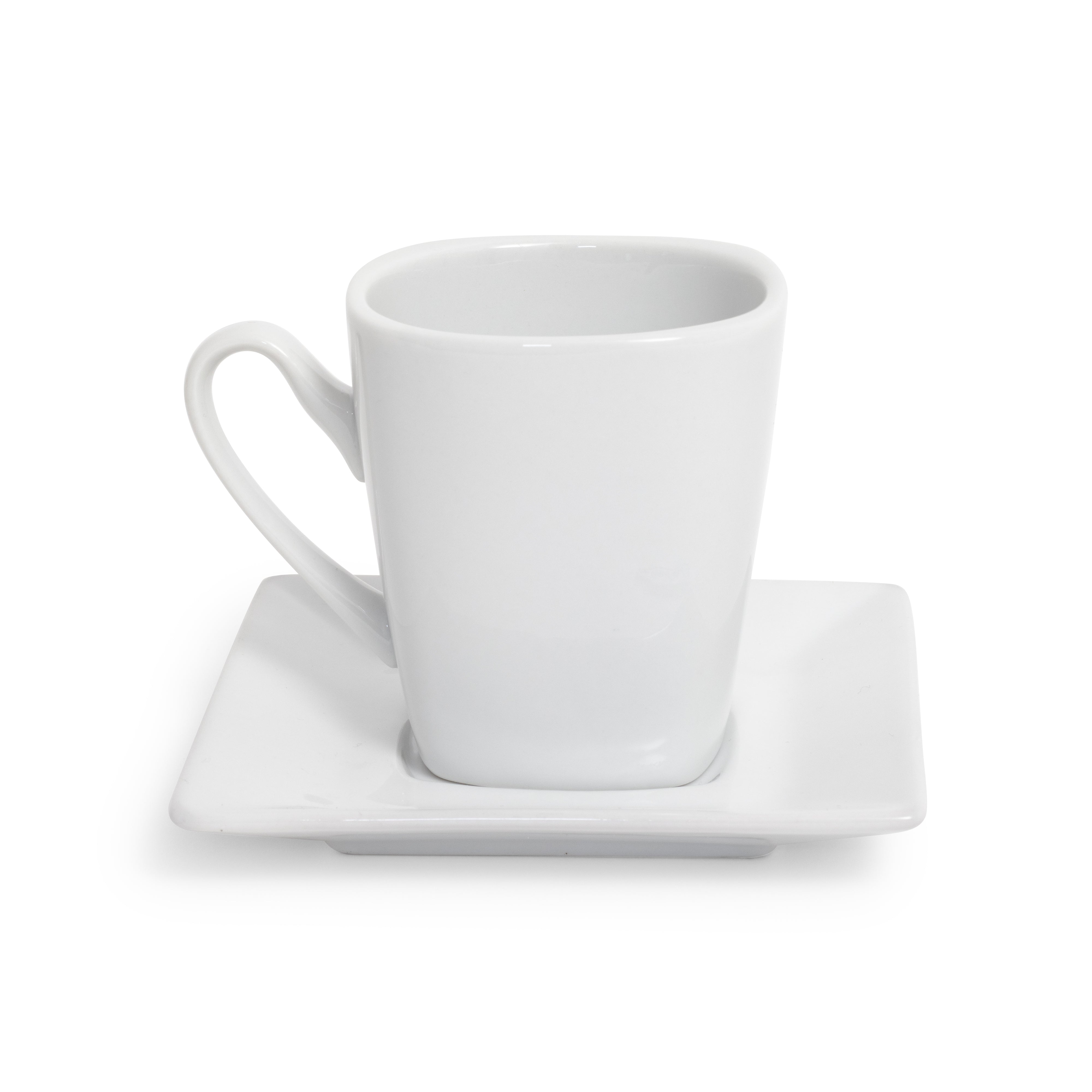 White Rim Square Cup & Saucer