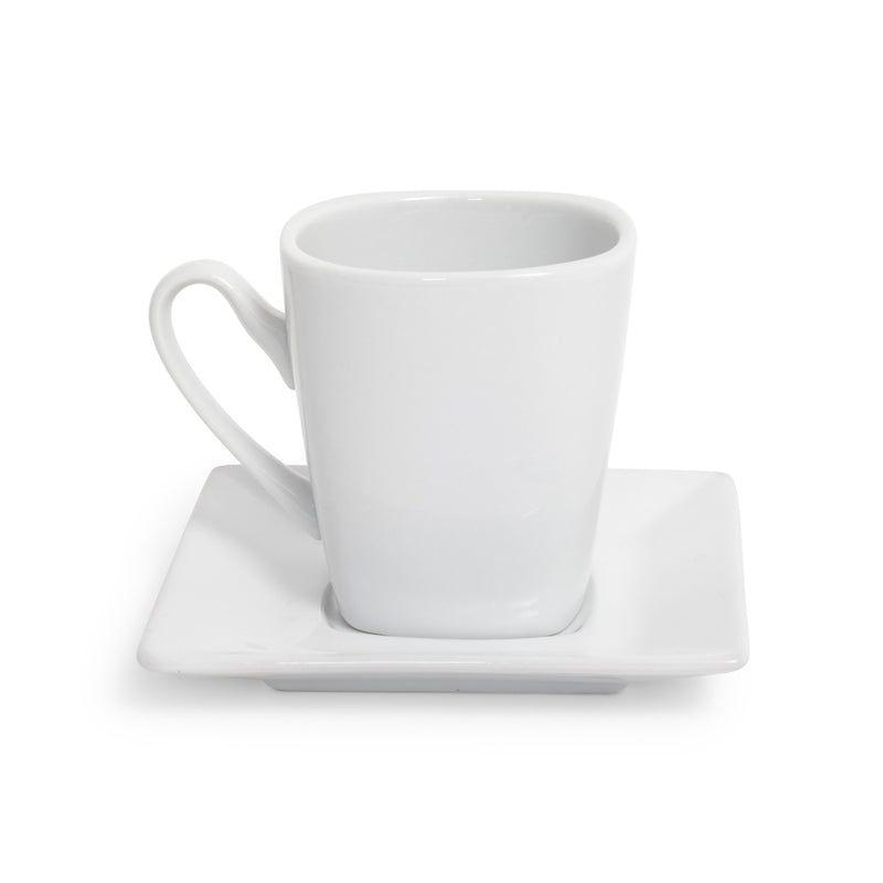 White Rim Square Cup & Saucer
