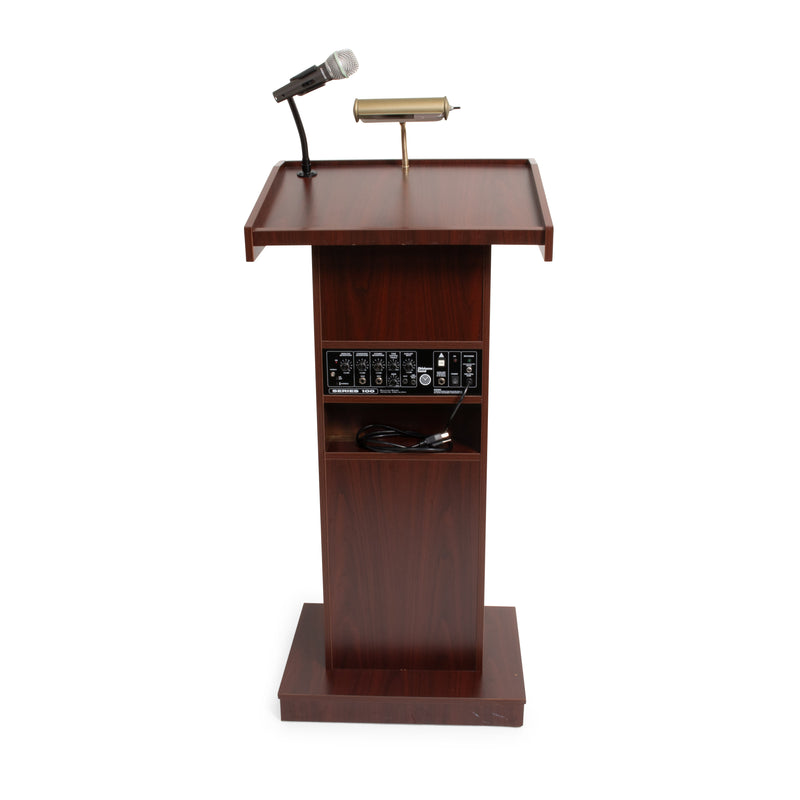 Wood Podium w/Microphone