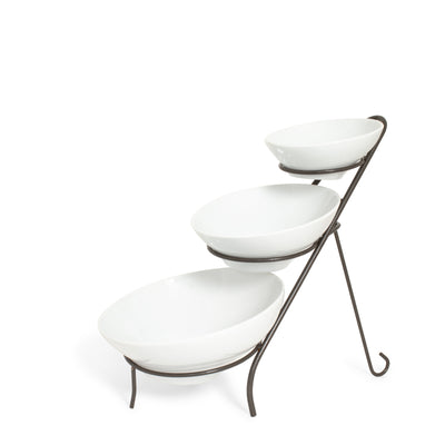Wrought Iron 3 Tier Angled Bowl Stand