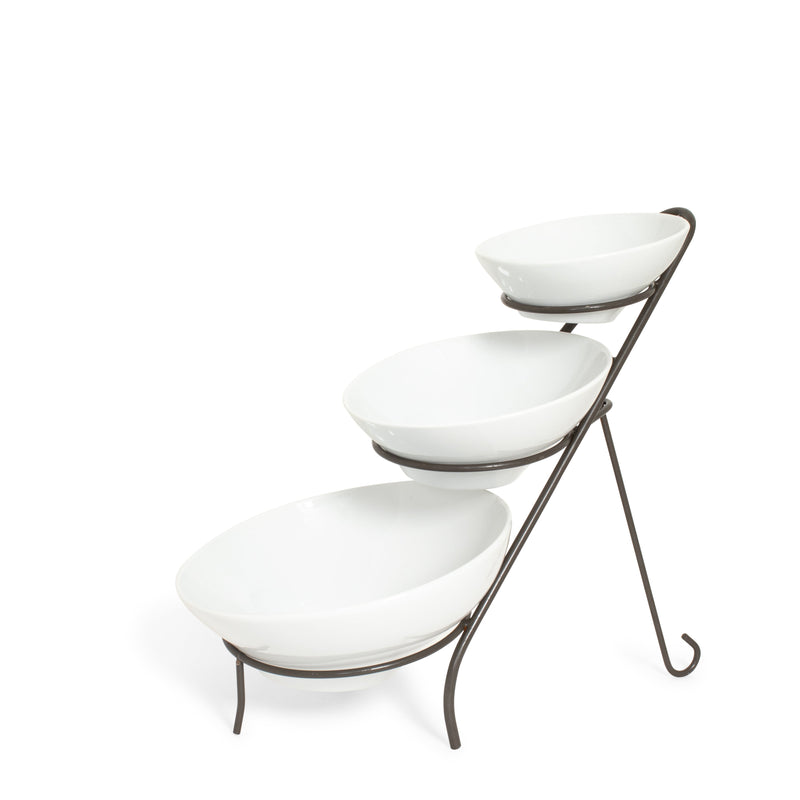 Wrought Iron 3 Tier Angled Bowl Stand