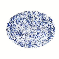 Party Rental Products Blue Speckled 18 inch  Oval Trays
