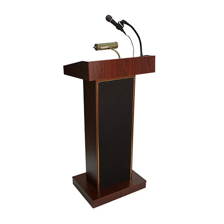 Wood Podium with Microphone