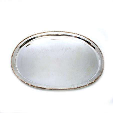 Party Rental Products Oval Beaded 17 inch  x 23 inch   Trays