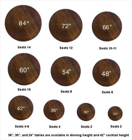 Party Rental Products Round Table Sizes Tables