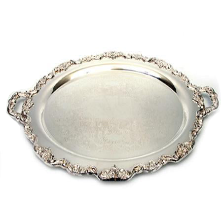Silver Oval 24 inch  x 16 inch  with Handles - Trays